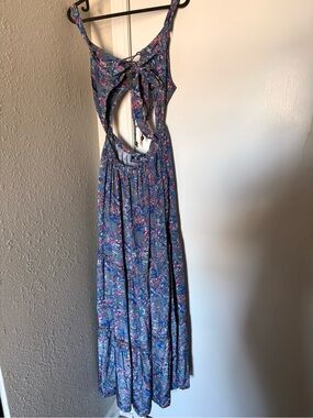 Advance Apparels Blue Floral Open-Back Maxi Dress